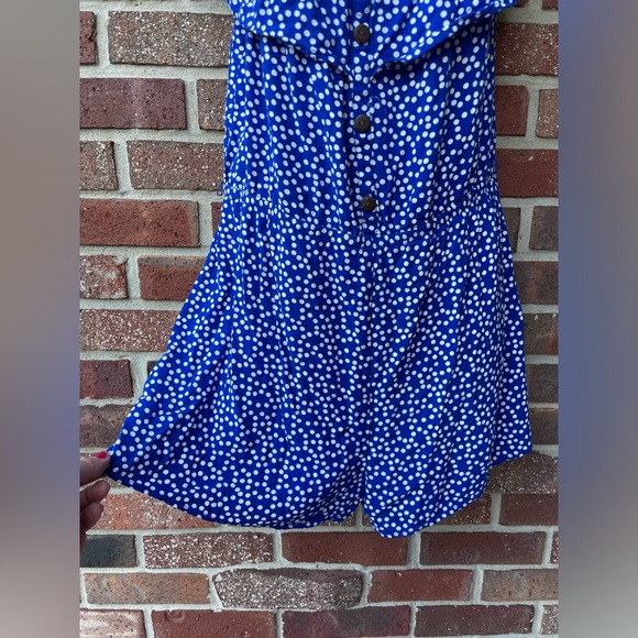Express Blue & White Polka Dot Romper Sz M/L - Picture 3 of 6